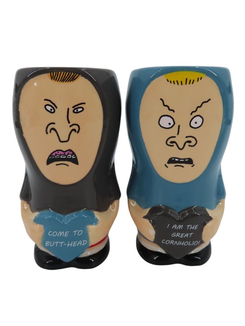 Zak Designs Beavis Butthead Cornholio Ceramic Coffee Mugs Cups Set of 2 NEW